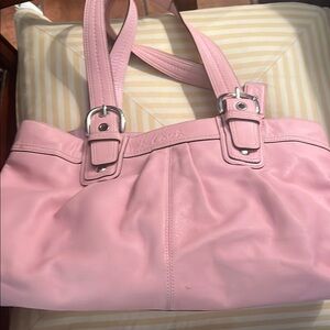 Coach Pink Leather Tote Bag